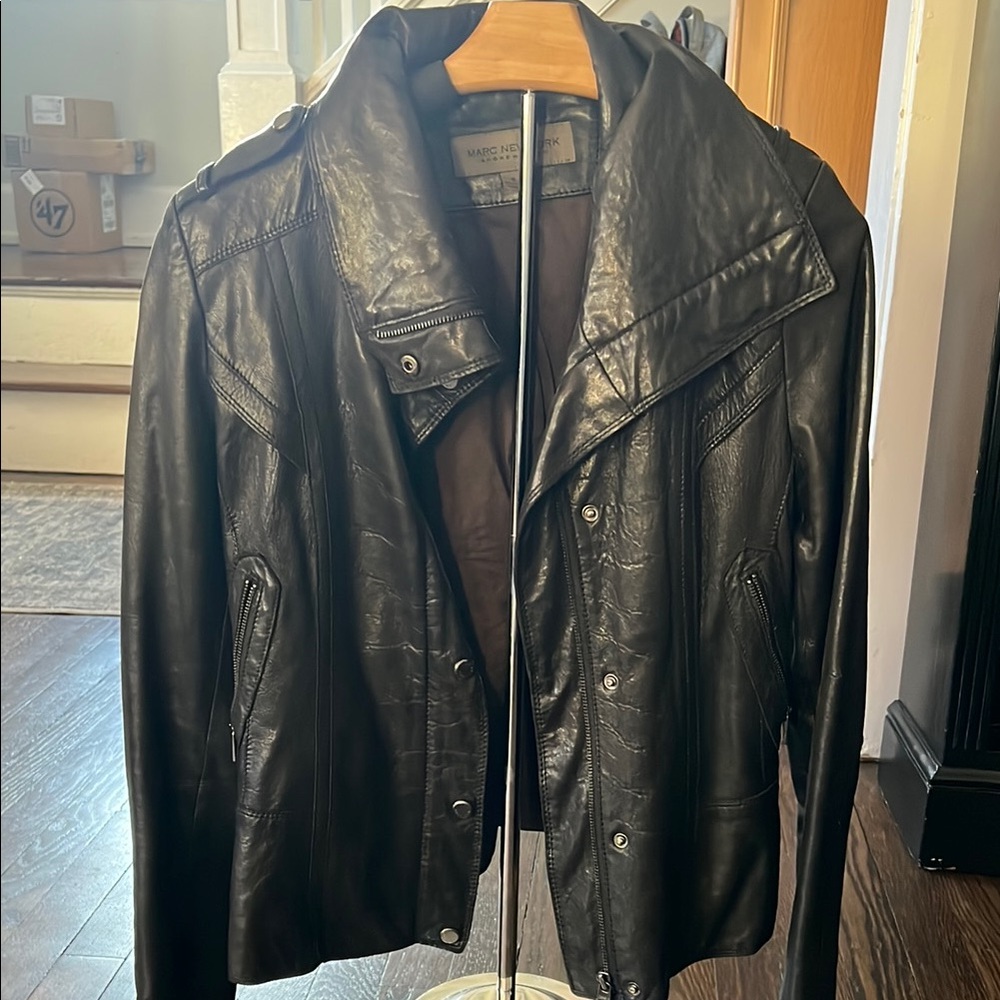 Marc New York Black Leather Motorcycle Jacket